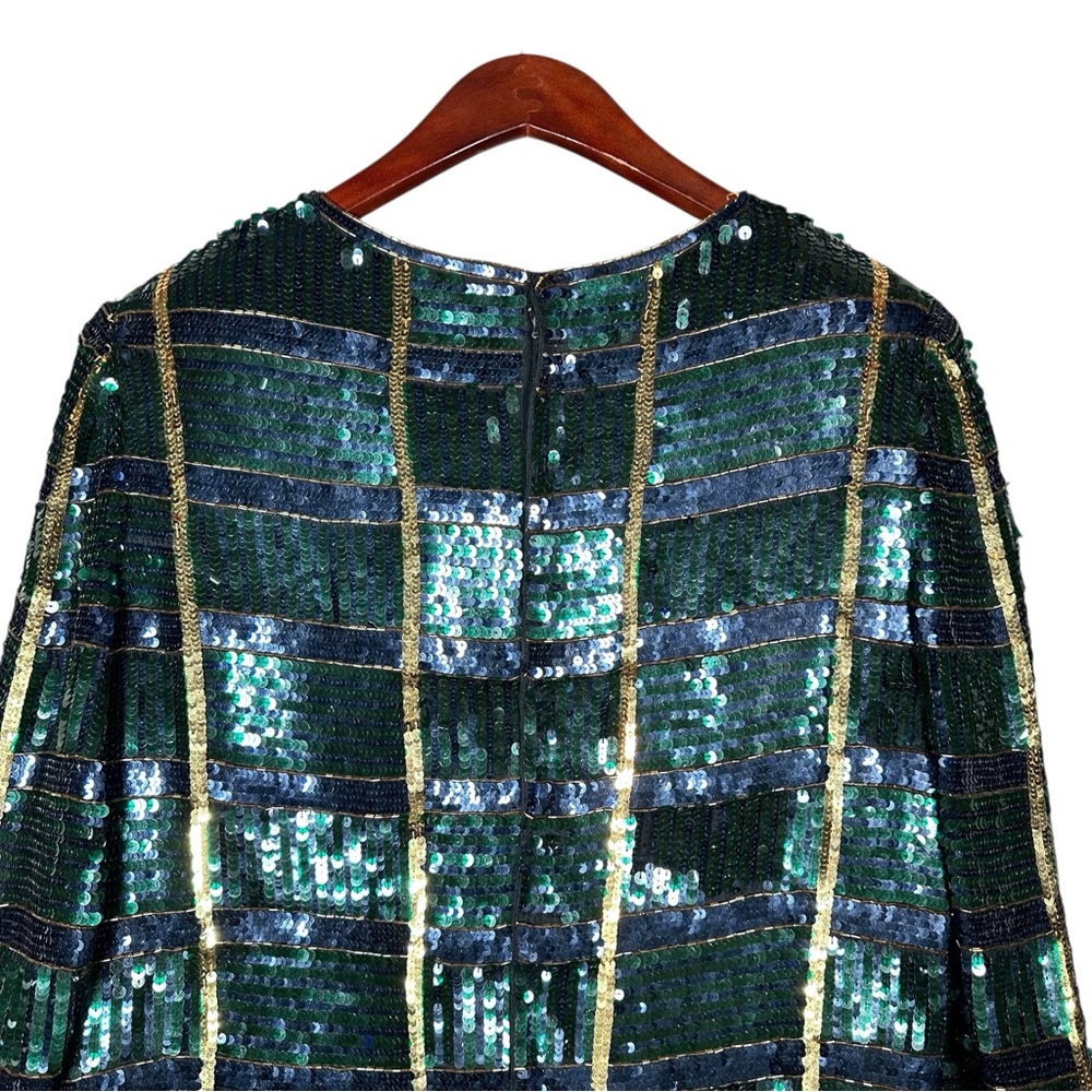 VINTAGE 80’s Sequined Silk-Lined Blouse - Picture 6 of 13